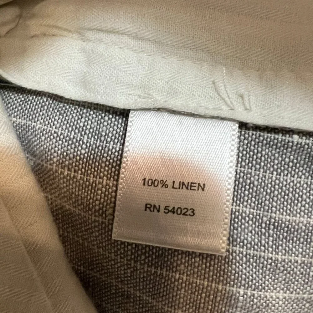 Banana Republic Martin Fit Linen Pants Women's Petite 4P Gray Wide Leg Career